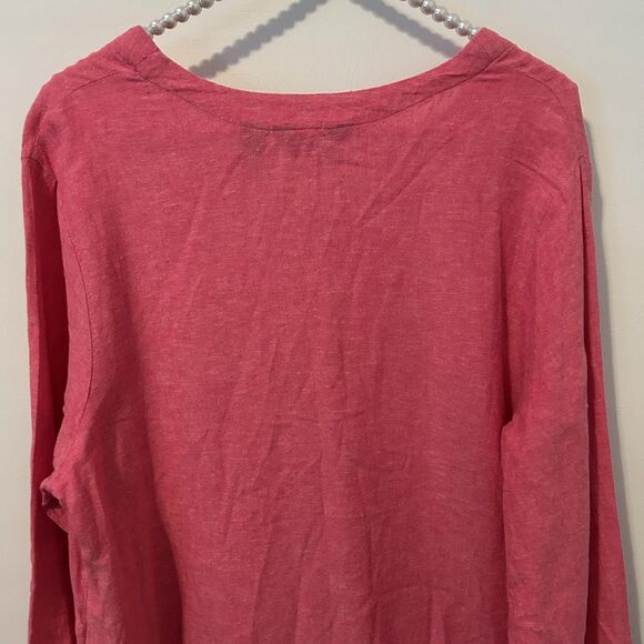 Lands End Tunic Shirt Womens Large Pink Linen Viscose beach coastal travel boho - Picture 10 of 11